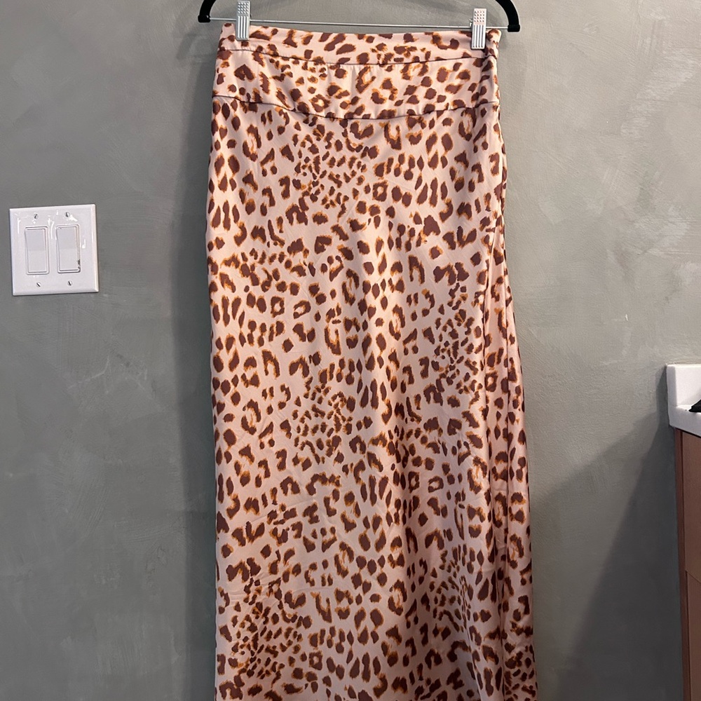 Leopard free people midi skirt